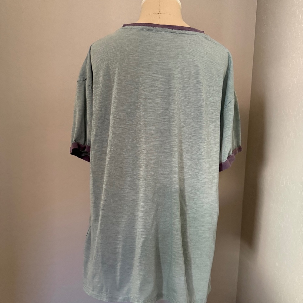 Natural Life Women's Oversized Ringer Floral Heart Colorful T-shirt Size XS - Picture 6 of 7